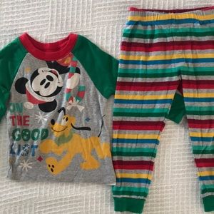 GUC.  Christmas Mickey Disney Pajamas 3T